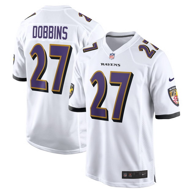 mens nike jk dobbins white baltimore ravens game jersey